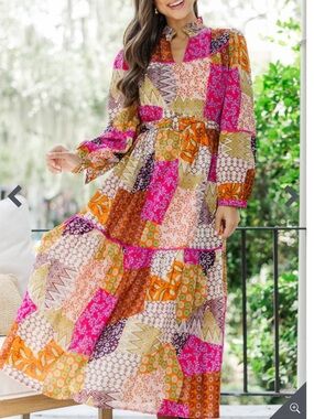 Fate: Happy For You Fuchsia Pink Patchwork Midi Dress